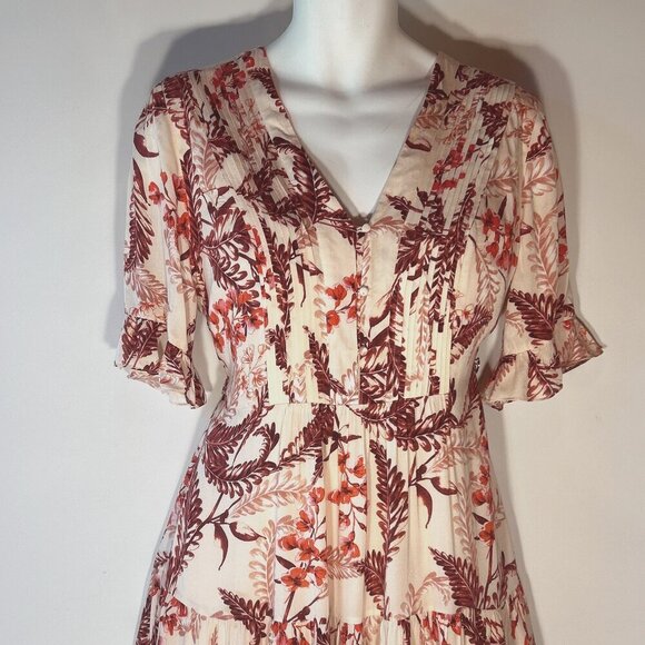 Chemieux SZ 10 Pink Floral Dress Boho Ranch Prairie Vintage Cottage - Picture 4 of 10